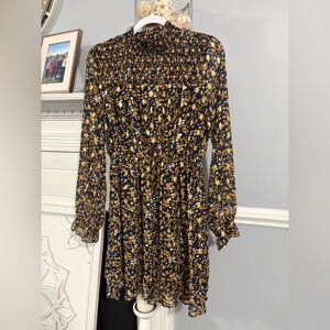 THML Navy and Gold Patterned dress size small woman’s